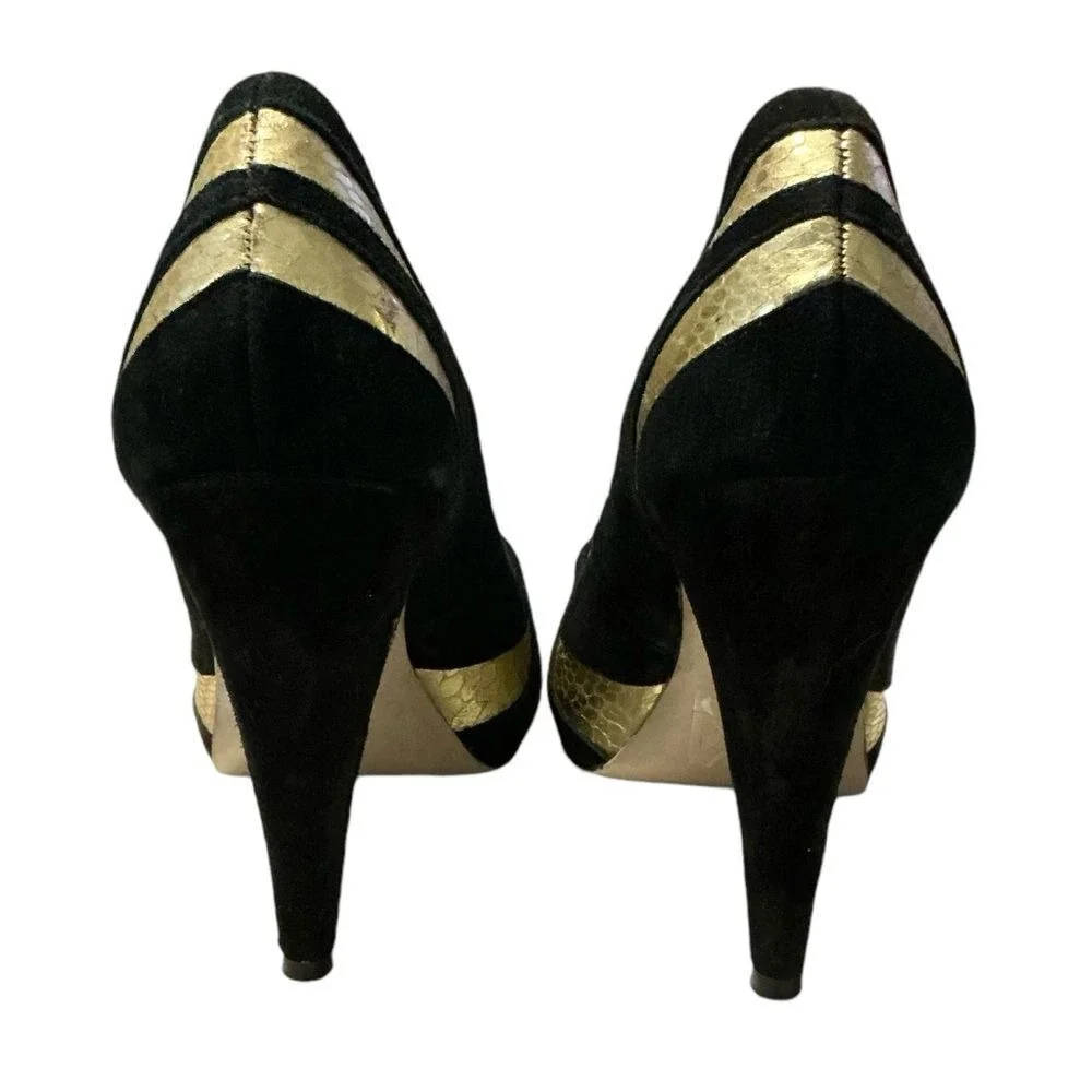 Aldo black &‎ gold suede leather pumps size 39 US9